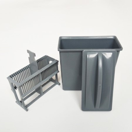 Product name: Plastic slide staining jar with rack Capacity: 24pcs slides/each rack. Color: White and Grey